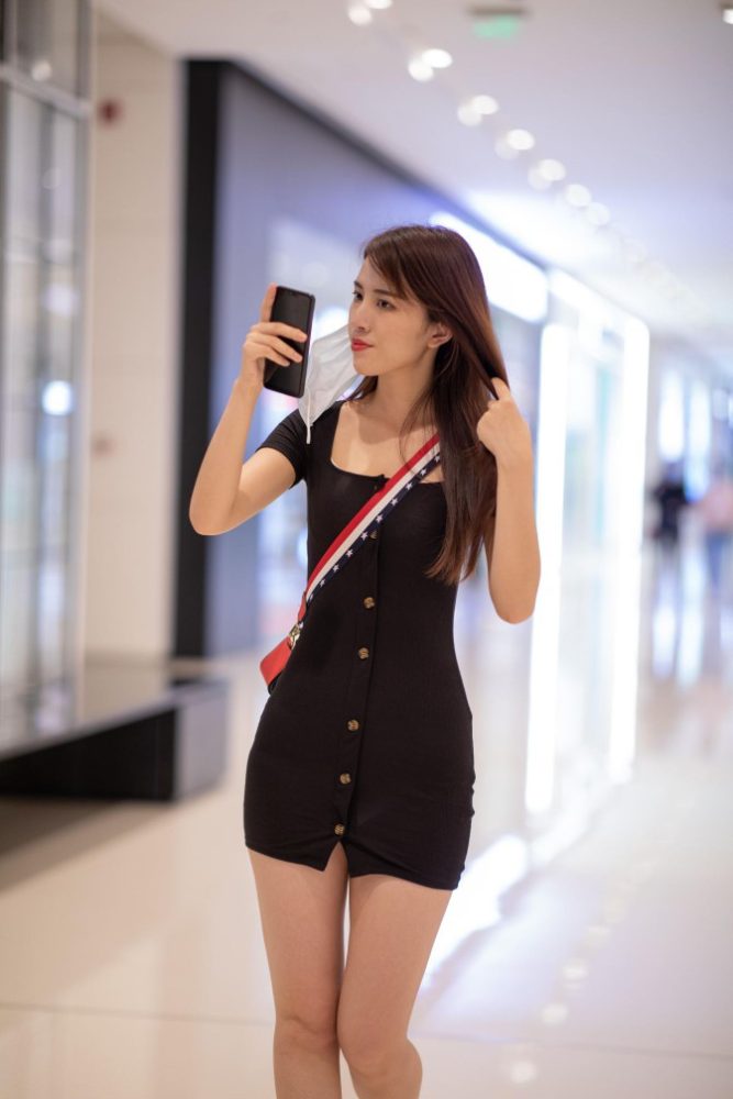 逛商场的黑色包臀裙美丽女孩【385P】00050-博拾图库
